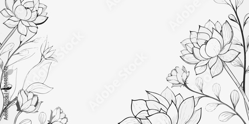 elegant floral line art on white background
