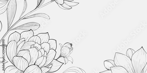 elegant floral line art on white background