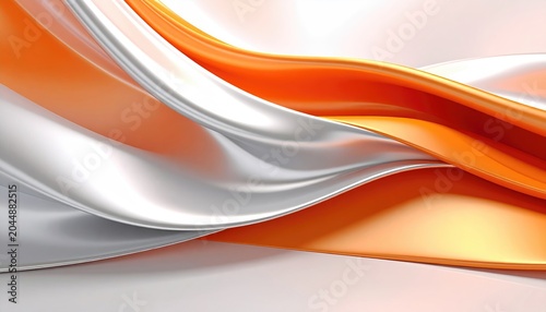 Swirling liquid orange and silver metallic textures, flowing smoothly