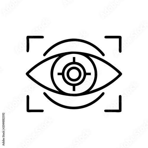 Eye icon with target reticle for surveillance or focus.