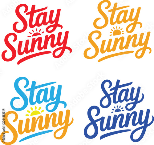 Stay Sunny Summer Typography Quote Vector Bundle Set.