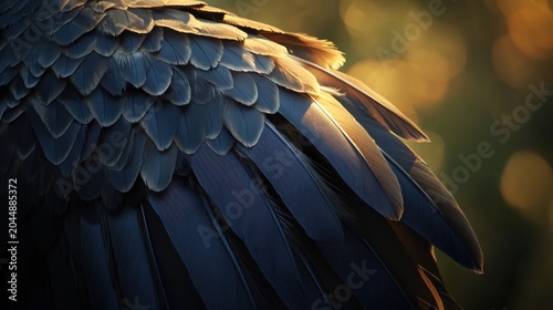 Detailed closeup of a Bald Eagles wing feathers