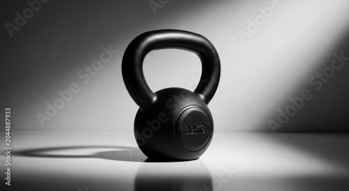 Black kettlebell weight on white background fitness equipment