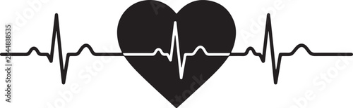 Ecg heartbeat symbol with heart shape