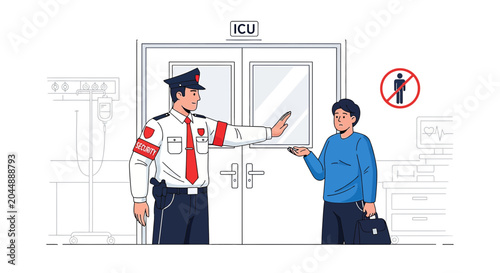 Security Guard Stops Visitor from Entering ICU