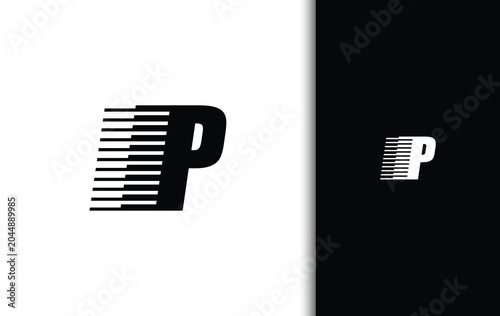 Modern Letter P Speed Line Logo Design for Technology and Corporate Brand Identity