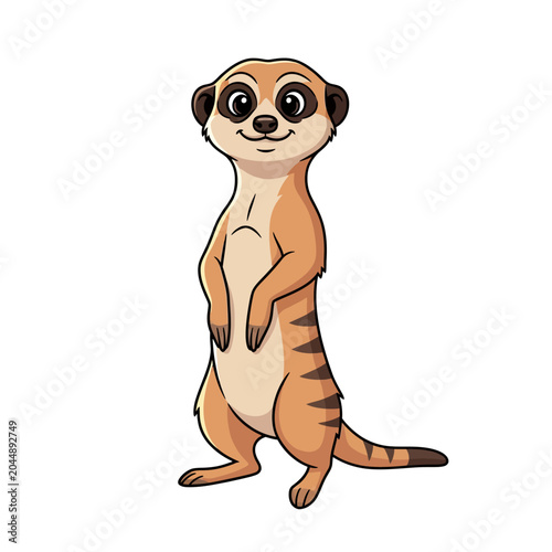 Cute Cartoon Meerkat Standing Upright