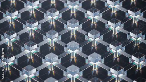 Shiny metallic hexagonal pattern background.