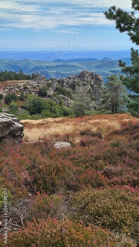 Canvastavla Magnifique panorama sur les monts de l'Espinouse et la plaine languedocienne dep