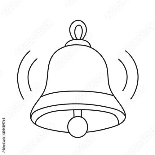Simple hand drawn ringing bell illustration for a creative adult coloring book page activity sheet