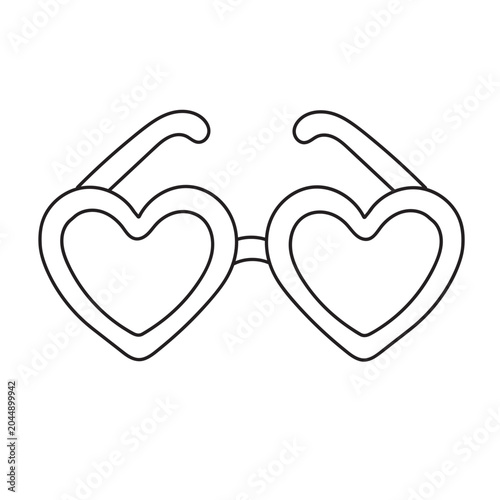 Cute heart shaped glasses for coloring page simple bold line art vector illustration for fun design