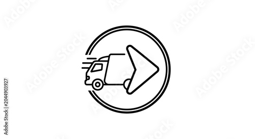 Truck Delivering Fast Shipping Icon.