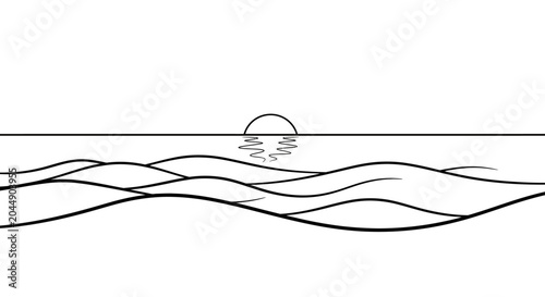 Wavy Ocean Surface at Sunset.