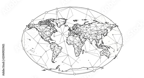 World Map with Connected Lines Globe.