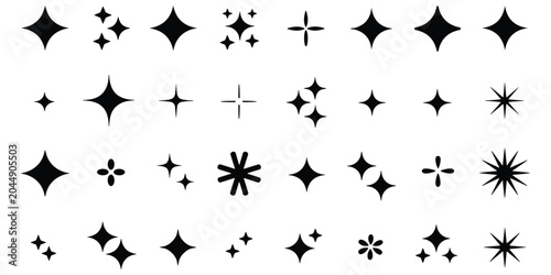 Foto Collection of sparkling starbursts and glitter effects for design elements