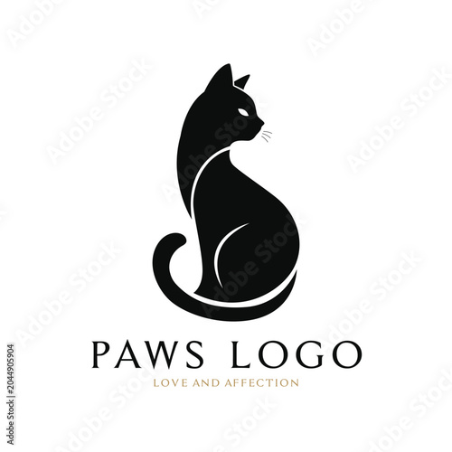 Black Cat Silhouette Logo design Creative Idea