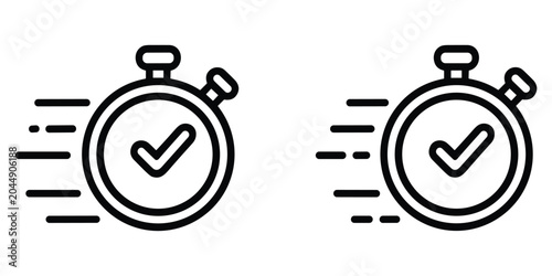 Foto Stopwatch icon with checkmark, fast timer symbol, speed and accuracy concept