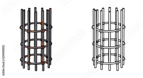 Steel reinforcement cage structure in two design styles  