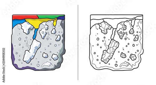 Cross-section diagram of soil with labels and outlines