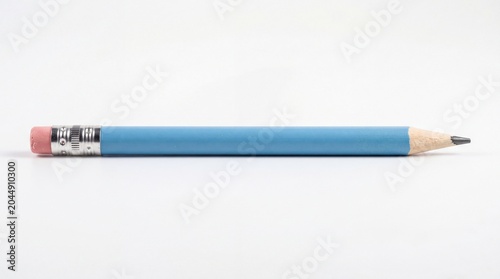 A single blue pencil with a pink eraser on the end