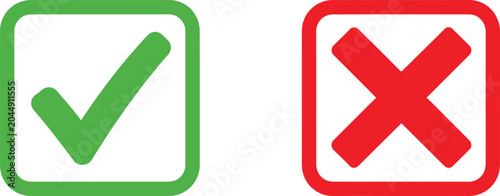 Green check mark and red cross sign icons for survey and voting choice