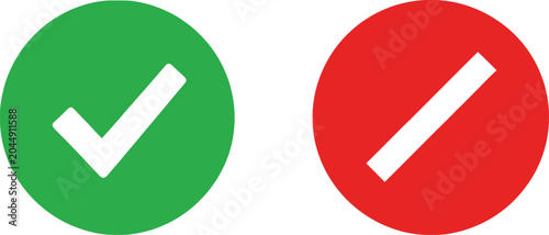 Green check mark and red cross sign icons for true or false choice