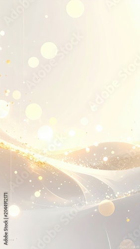 Ethereal golden light flows across shimmering, abstract, fluid shapes and bokeh