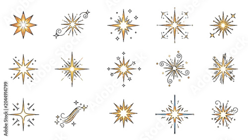 Schilderij op canvas Collection of various starburst designs.
