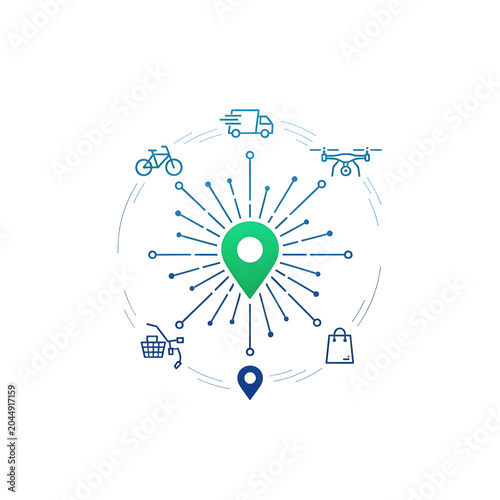 Logistics Delivery Network Location Pin PNG