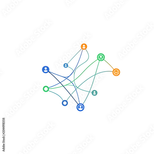 Social Network Connections Graph Icon Isolated PNG
