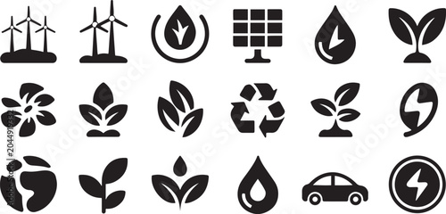 Tableau sur toile ecology icon vector set green energy illustration sig