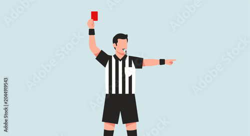 Foto Adobe Illustrator ArtworkSoccer referee showing red card in flat vector illustra