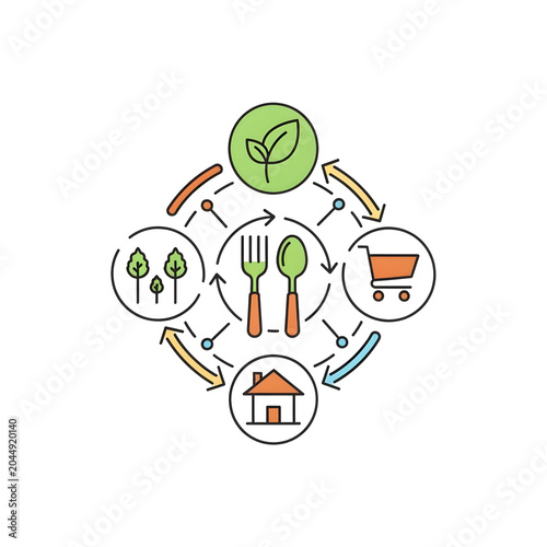 Sustainable Food Cycle Diagram PNG Cutout
