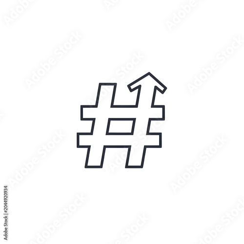 Trending Hashtag Icon with Up Arrow PNG Cutout