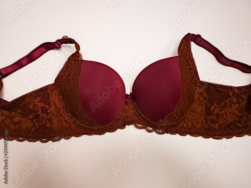 Red floral lace luxury elegant women push up bra.
