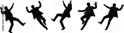 Tableau sur toile Silhouettes of falling businessmen set in suit collection, concept of business f