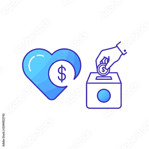 Charity Donation Icon Set: Heart, Hand & Money Box PNG
