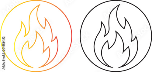 Φωτογραφία Gradient fire flame icon collection vector isolated on white background glowing burning symbols for logo and app design