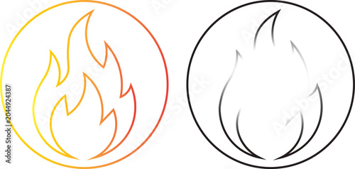 Canvas Print Gradient fire flame icon collection vector isolated on white background glowing burning symbols for logo and app design