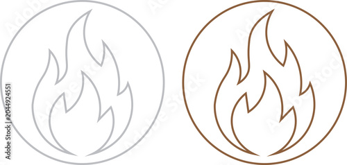Canvas Print Gradient fire flame icon collection vector isolated on white background glowing burning symbols for logo and app design