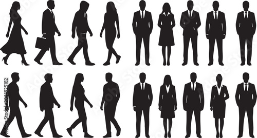 Bild auf Leinwand Large collection of professional business people silhouettes featuring men and w