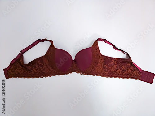 Red floral lace push up bra.