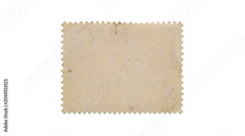 Vintage postage stamp back with perforated edges, aged paper texture for scrapbooking, antique blank philatelic element for mail design isolated on Transparent Background