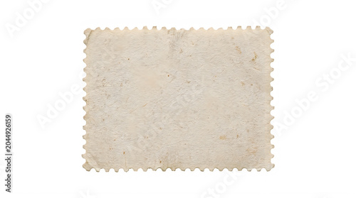 Vintage postage stamp reverse side, aged paper texture with deckle edges, antique blank philately element for scrapbooking and design isolated on Transparent Background
