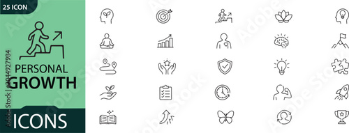 Tableau sur toile Personal growth icons set for self improvement and development