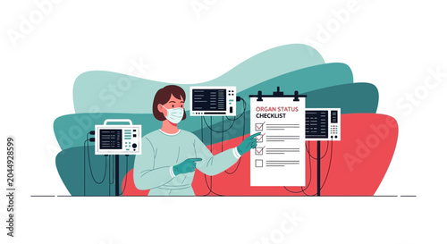 Doctor with Checklist and Medical Equipment, Healthcare Workflow