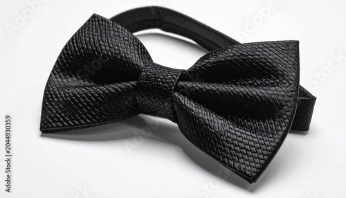 Textured black bow tie with adjustable strap on white background