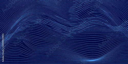 Canvastavla Abstract blue background with flowing lines capturing the ripple texture of movi
