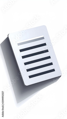 Clean, white document icon with horizontal lines and cast shadow