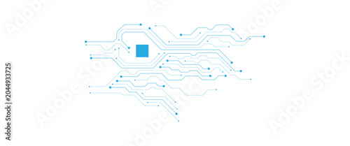 Blue Digital Circuit Board Patterns on Black Background with Data Elements